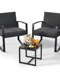 Three Piece Patio Rocking Bistro Set With Coffee Table For Garden Balcony Backyard Or Poolside Use Built For Chill Outdoor Vibes