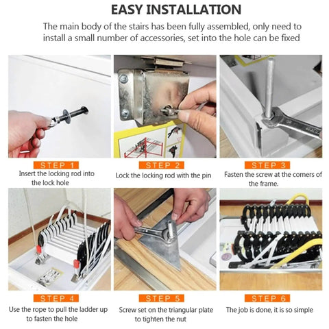 Installation steps for Smooth Operating Electric Attic Stair With Hassle Free Remote Control Telescopic Pull Down Loft Ladder 80 X 120 Cm.