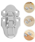 Close-up of Ten Pack Heavy Duty Silver Iron Toggle Latch Set with Spring Loaded Closure for toolboxes and cabinets shown installed