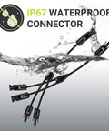 Y Branch Solar Connector 2 To 1 Cable Adaptor Kit with IP67 waterproof label, submerged in water