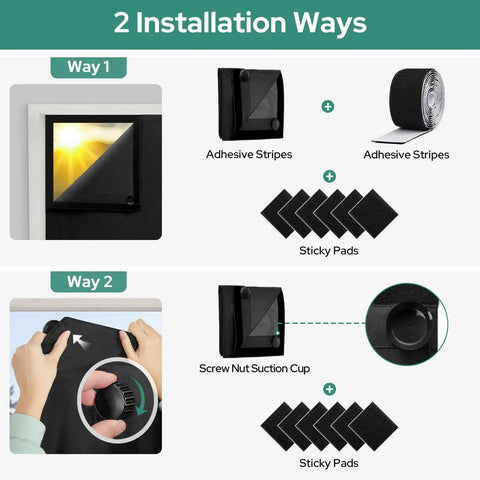 Installation methods for Travel Blackout Curtain That Blocks Out One Hundred Percent Sun And UV Rays No Drill Window Cover