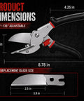 Adjustable 45 To 135 Degree Miter Shears For Wood Trim Molding, Quarter Round Cutting Tool, PVC Pipe Cutter With Spare SK5 Blades, 8.78 in