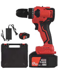 Heavy Duty Brushless Impact Drill Boasting 21 Volt Cordless Muscle And A Beefy 3 8 Inch Chuck Built For Brutal Concrete Masonry Tasks With 3 Ah Battery Plus Fast Charger And Quick Trigger Switch next to charger and case.