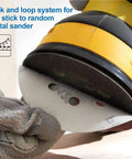 Grab These Badass 5 Inch Sanding Discs With Hook Loop Back For Random Orbital Sanders Featuring 8 Holes And A Wild Range From 40 To 3000 Grit For Smooth Finish Anywhere with hook and loop system on sander.