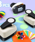 Circle Hole Punch Set For Crafts, Three Circle Punches One Inch Five Eighths Inch And Three Eighths Inch, ABS Zinc Alloy, colorful backdrop
