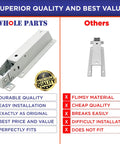 Comparison of upgraded fridge and freezer door hinge assembly 297321900 replacement part with a cheaper alternative.