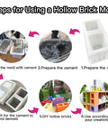 Steps showing how to use Concrete Hollow Brick Mold for DIY Garden Walls and Borders, Durable ABS Plastic Cement Brick Mold
