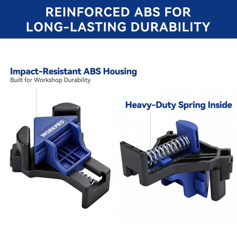 90 Degree Corner Clamps For Woodworking, Set Of 4 Adjustable Spring Loaded One Hand Clamps For Framing, Cabinets, And Projects