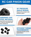 Mod 1.5 14T Pinion Gear 8mm Bore In 1045 Hardened Steel Black Surface 20 Degree Pressure Angle For RC Cars Overview