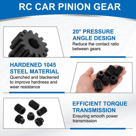 Mod 1.5 14T Pinion Gear 8mm Bore In 1045 Hardened Steel Black Surface 20 Degree Pressure Angle For RC Cars Overview
