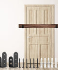 2x4 Door Barricade Brackets Heavy Duty U Shaped Security Holders installed on wooden door with screws, durable for home use.