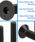 Close-up of 125 Piece Grade Ten Point Nine Alloy Steel Flat Head Hex Socket Cap Screws Set M3 X 8 12 16 20 25 MM With Allen Key