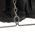 Close-up of metal hook detail on Pro Grade Heavy Duty Utility Pouch With Multiple Pockets Built In Knife Slot 59 Inch Belt And Three Way Carry System For Belt Shoulder Or Hand Held Rig For Pros Trades And DIY Projects.