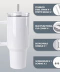 8 Pack 40 Oz Sublimation Tumblers With Handle Stainless Steel Blank Insulated Travel Mugs With straw and detachable handle