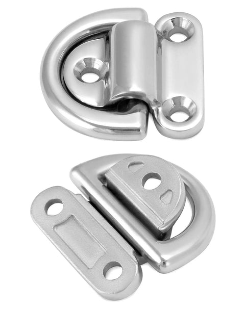4 Pack Marine Grade Stainless Steel 316 Folding Pad Eye D Ring Anchors, 44mm By 40mm Heavy Duty Tie Down Anchors With Plate