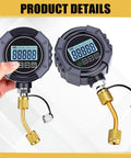 Digital Vacuum Gauge For HVAC 0 To 75000 μmHg Range With 7/16-20UNF Fittings, Buzzer Alarm, 1/4 Inch SAE Extension, Brass Adapter, High Accuracy ±10 μmHg Or ±10 Percent, Ideal For Leak Detection And Evacuation Tests. digital gauge with brass adapter and SAE extension