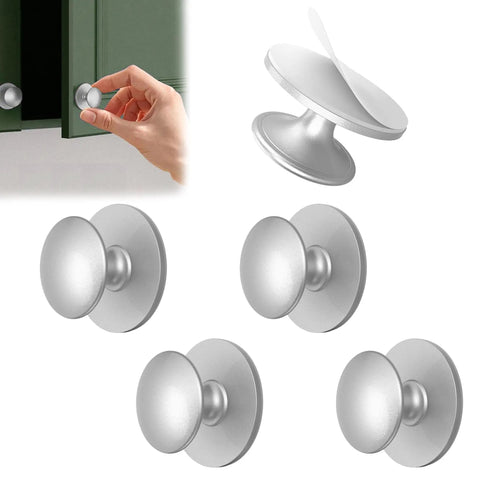 Five Pack Self Adhesive Cabinet Knobs And Drawer Pulls Peel And Stick Stainless Steel No Drill Handles For Kitchen Cabinets