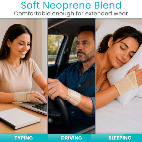 Adjustable Wrist Wrap Braces 2 Pack for Carpal Tunnel Tendonitis Arthritis Pain Relief for typing, driving, and sleeping.