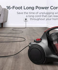 Legit Bagless Canister Vacuum Cleaner With Lightweight Body And Smooth Grip Handle For No Sweat Daily Cleaning Featuring Instant Airflow Controls And Three Zone Settings For Rugs Upholstery And Hardwood Floors with 16-foot power cord on hardwood floor.