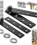 Heavy Duty Hidden Pivot Hinges For Secret Doors Premium Stainless Steel Corrosion Resistant set with black hardware and screws.