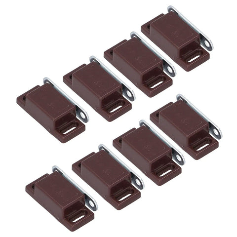 Eight Pack Stainless Steel Magnetic Door Catch For Cabinets And Cupboards With Screw Fittings, brown finish, side view