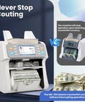 Two Pocket Cash Counter For Mixed Denominations With Value Counting Multi Currency Bill Counter With CIS UV MG IR