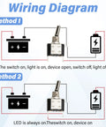 Wiring diagram for Three Pack LED Lighted Rocker Toggle Switch 12V SPST 3 Pin 2 Position On Off With Silver Plated Terminals And Gum Wood Body Built Tough For Easy DIY Auto Electronics Projects