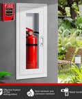 Semi Recessed Fire Extinguisher Cabinet For 5-12 Lb Extinguishers, White Baked Enamel Steel Wall Mount With Lock And Full Clear Acrylic Door
