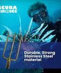 Pro Grade Three-Prong Spearfishing Harpoon Tip 8mm Stainless Steel With Chrome Gold Barbed Fork Finish underwater hunting