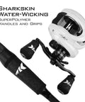 Crixus Fishing Rod And Reel Combo For Spinning And Baitcasting, featuring super polymer handles and grips, close-up view.