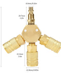 3-Way Air Manifold Steel 1 Quarter Inch Universal Air Hose Splitter For Air Compressors With Quick Connect Fittings front view