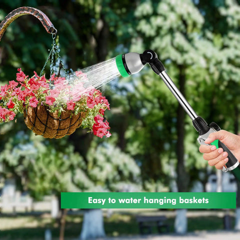 Heavy Duty Metal Watering Wand For Garden Hoses, 16-Inch Sprayer with 180 Degree Swivel watering hanging baskets outdoors