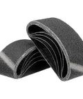 Pro Shop 4x24 Inch Sanding Belts 16 Pack Featuring 80 120 150 240 Grits stacked to show heavy-duty abrasive texture for wood and metal work.