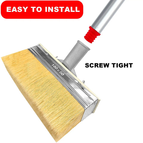 Two Pack Deck Stain Brush Set With Threaded Long Handle, 7 Inch Stain Applicator And 60 Inch Extension Pole, pro grade bristles