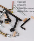 Heavy Duty Baby Crib Bed Frame Bolts And Screws Hardware Replacement Kit With M6 Hex Drive Socket Cap Screws Barrel Nuts And Wooden Dowel Pins For Smooth Setup Tough As Nails Furniture Assembly Bronze 16 Piece Set with various screws and fasteners.