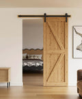 Installed CCJH Six Point Six Feet Heavy Duty Sliding Barn Door Hardware Kit With Quiet Damping Operation And Easy Installation