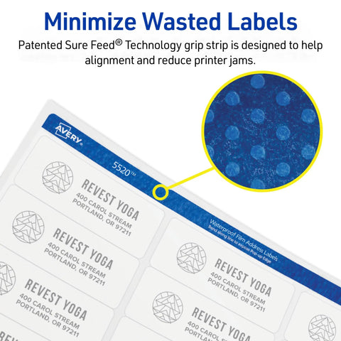 Heavy Duty Waterproof Shipping Labels With Badass Permanent Adhesive Two By Four Inches Five Hundred Pack Laser Ready showing grip strip design.