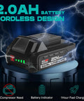 Cordless Two In One Brad Nailer And Staple Gun Powered By 20V Rechargeable Battery, 2.0AH battery with fast charging feature.