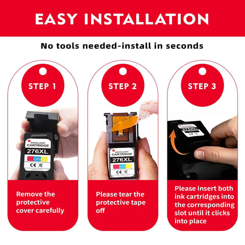 275XL Black And 276XL Tri Color Ink Cartridges 2 Pack For TR4700 TR4720 TS3522 TS3700 TS3720 TS3722 TS3500 easy installation steps