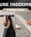 Indoor Double Sided Mounting Tape 1/2 Inch By 80 Inch With Industrial Strength Adhesive For Painted Surfaces Holds Up To 15 Pounds On Contact No Mess Or Tools Required used to hang coat and hat indoors.
