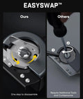 Fanttik C8 Nano Cordless Box Cutter EasySwap blade disassembly comparison, showing one-step vs multiple tools needed.