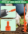 Heavy Duty Garden Auger Drill Bit For Planting 4x32 Inches With Double Helix Design Fits Three Eighths Inch Hex Drive Drills
