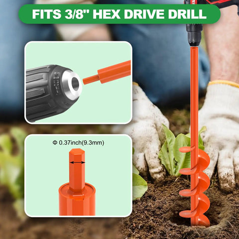 Heavy Duty Garden Auger Drill Bit For Planting 4x32 Inches With Double Helix Design Fits Three Eighths Inch Hex Drive Drills