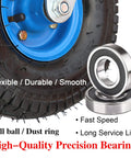 Set Of Four Heavy Duty Pneumatic Swivel Casters With 8 Or 10 Inch Natural Rubber Tires For Industrial Carts showing tire and precision bearings.