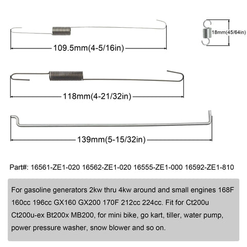 Governor Spring Kit And Throttle Return Carburetor Link Rod Linkage Kit Speed Control For Honda And Clone Engines dimensions