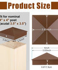 8 Pack 4x4 Aluminum Pyramid Post Caps Brown for All Weather Outdoor Fence and Deck Posts 3.5 x 3.5 to 3.625 Inch Includes 16 Screws