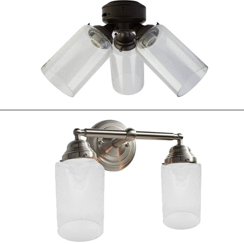 Bubble Glass Shade Replacement 3 Pack For Screw Fixed Fixtures Clear Lip Cylinder Seeded Glass For Ceiling Fans Pendant Lights And Bathrooms Not For Ring Socket Fixtures 1 Inch Hole With Five Eighths Inch Fitter on ceiling and wall lights