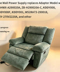 Beefed Up Replacement 29V 2A AC DC Power Adapter For Recliner Couch HXY 270V2220A ZB H290020A C Dual Pin 90 Degree Plug, wall adapter connected to green recliner chair