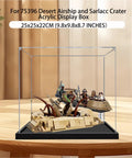 Ultra Clear Acrylic Display Case For Lego 75396 Desert Airship And Sarlacc Crater, Dustproof 2mm Thick Transparent Box on display table.