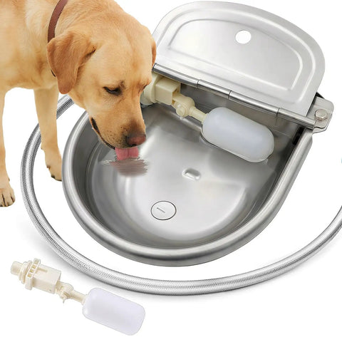 Heavy Duty Stainless Steel Water Dispenser For Dogs Cats And Poultry With Smart Float Valve Auto Refill for reliable hydration.